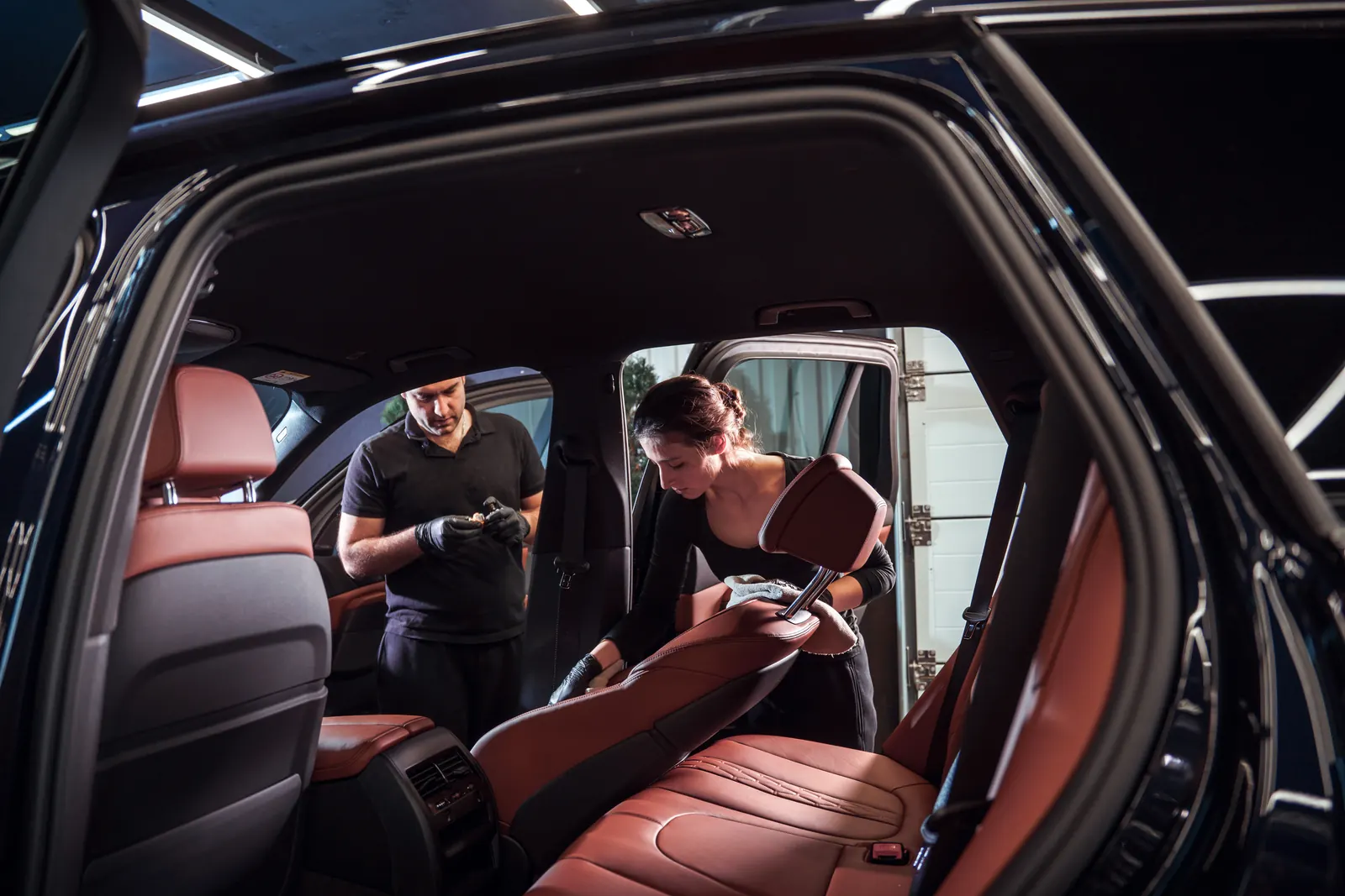 Detailed red leather interior